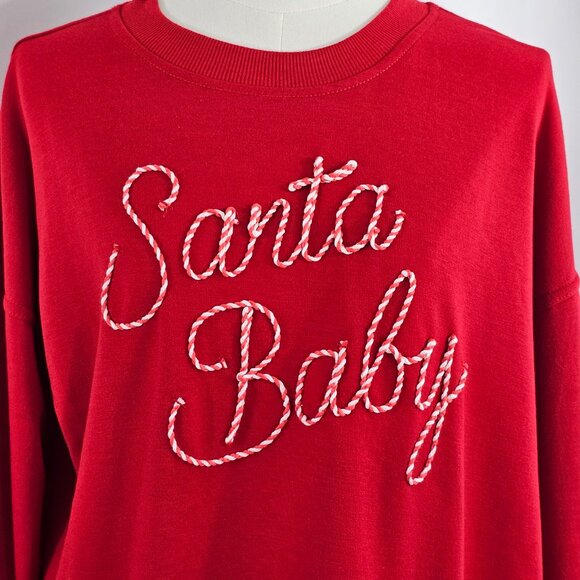 Philosophy Santa Baby Women's Red Ultra Soft Holiday Sweatshirt Size S NWT - Picture 3 of 14
